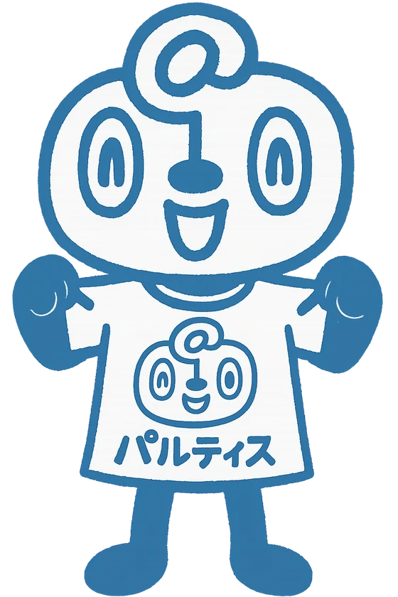 Tシャツを着たパルティスのマスコットキャラクター・パルヲくん